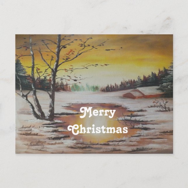 vykort Ann Hayes Winter Scene God jul (Framsida)