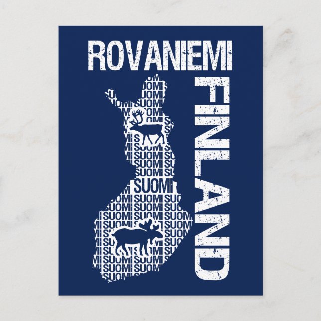 vykort anpassade FINLAND KARTA - Rovaniemi (Framsida)