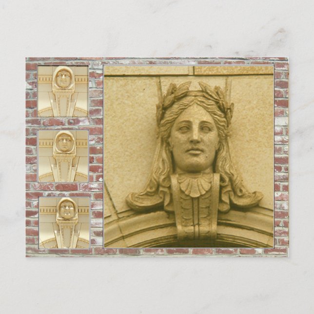 vykort - Ansikte på Byggnad (Framsida)