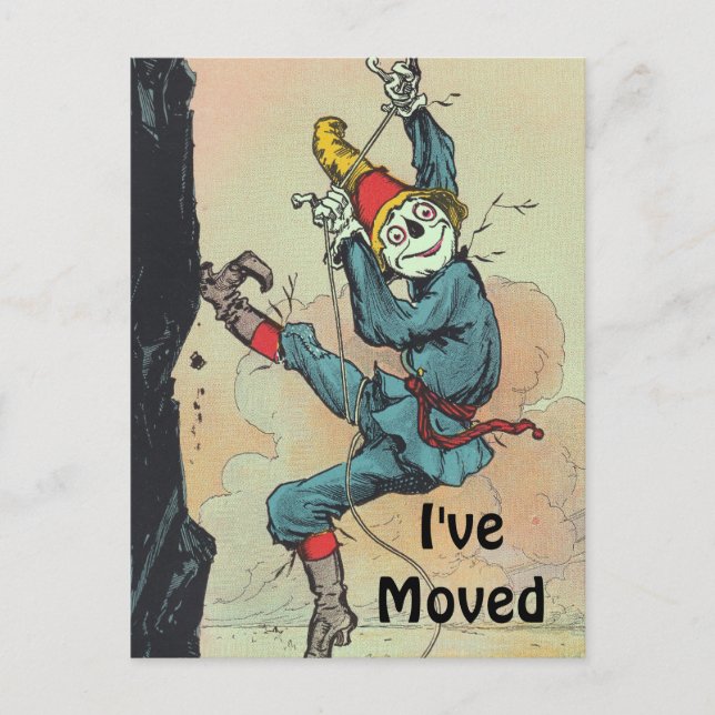 Vykort Antik Skrämman Oz Flyttad Ny Adress PC (Framsida)