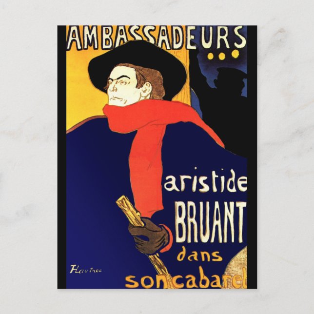 vykort: Aristide Bruant av Toulouse-Lautrec Vykort (Framsida)