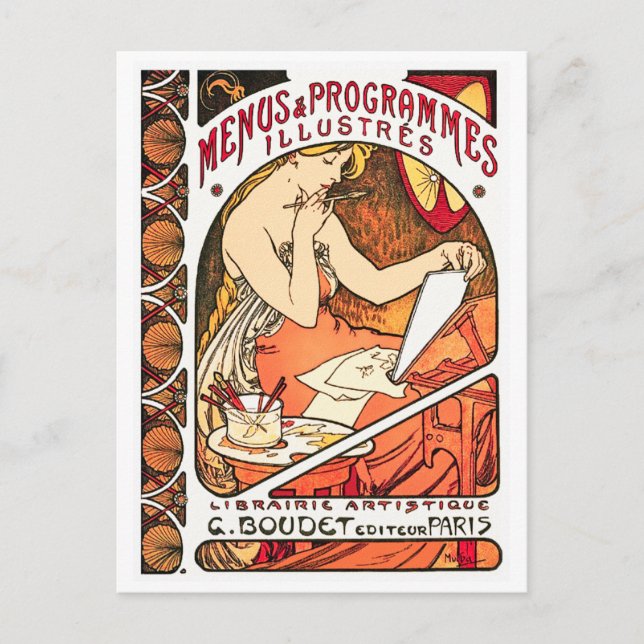 Vykort: Art nouveau - Alphonse Mucha Vykort (Framsida)