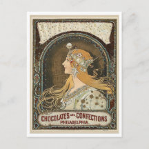 Vykort - Art Nouveau choklad och konfektyr