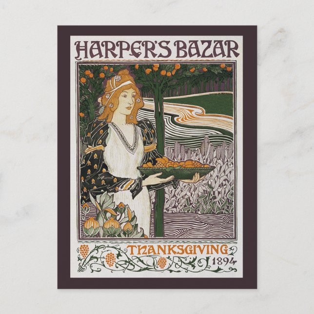 vykort: Art nouveau - L.Rhead - Thanksgiving Helg Vykort (Framsida)