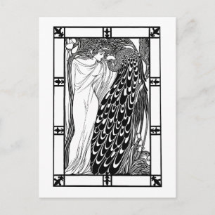 vykort: Art nouveau Peacock Artwork - The Kiss Vykort