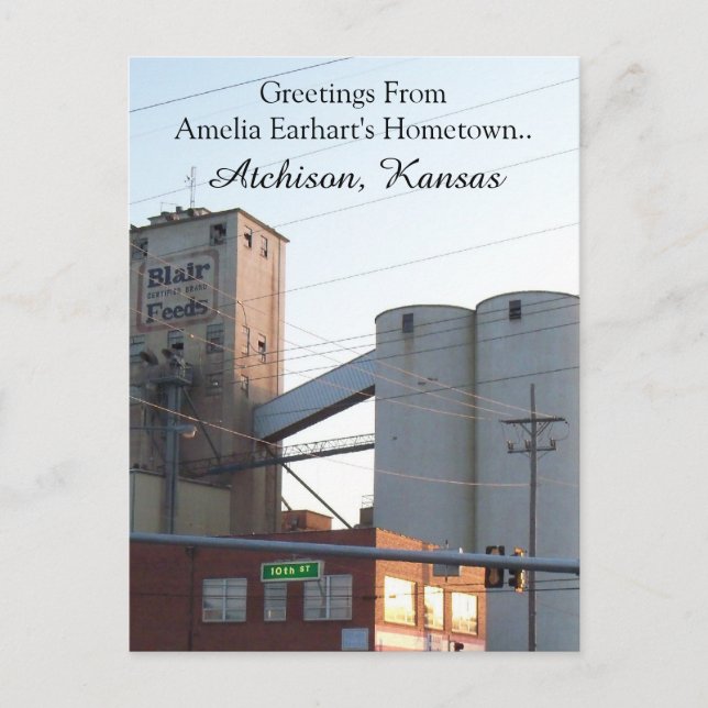 vykort Atchison Kansas Hometown Amelia Earhart (Framsida)