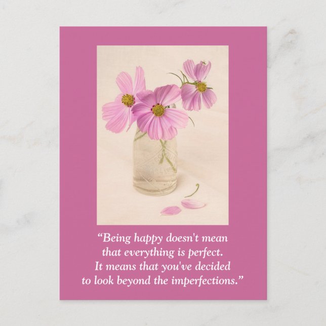 Vykort: "Att vara lycklig elak inte ..." Vykort (Framsida)