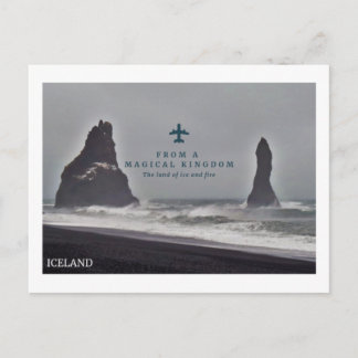 Vykort av Icelan'd svart pelare på havet, Vik