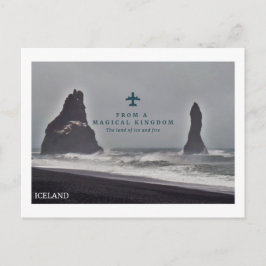 Vykort av Icelan'd svart pelare på havet, Vik