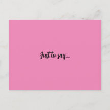 Vykort bara för att säga rosa hälsning-kort