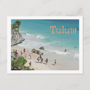 vykort, BEACH BENEATH MAYAN RUINS IN TULUM Vykort