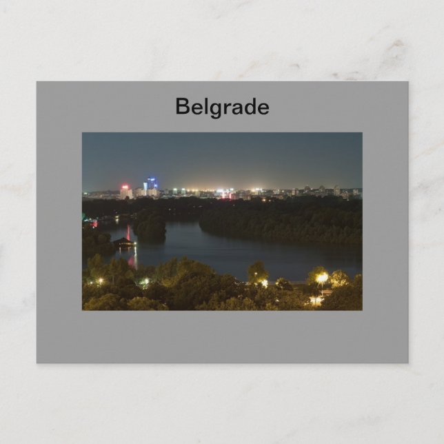 vykort Belgrad på natten (Framsida)