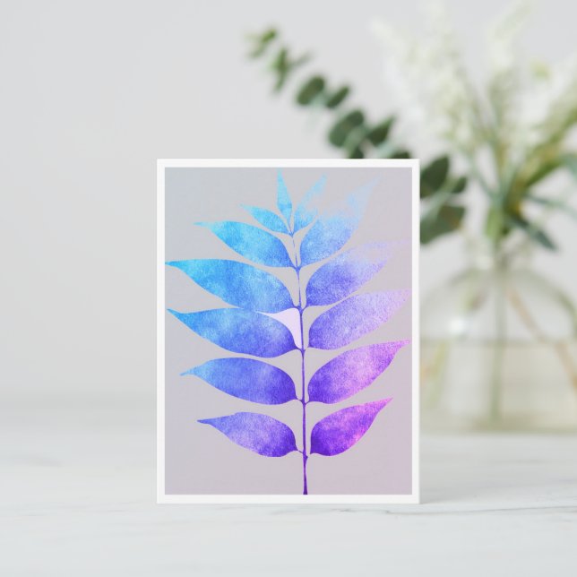 vykort - blått/Lila/Rosa Fern (Stående Fram)