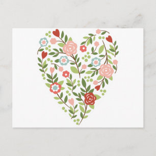 vykort - Blommigt Hjärta - Alla hjärtans dag