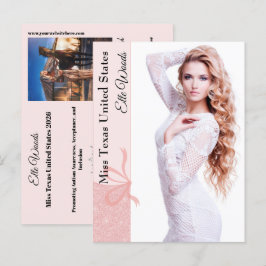 Vykort Blush Rosa Glitter Skönhetstävling Autograf