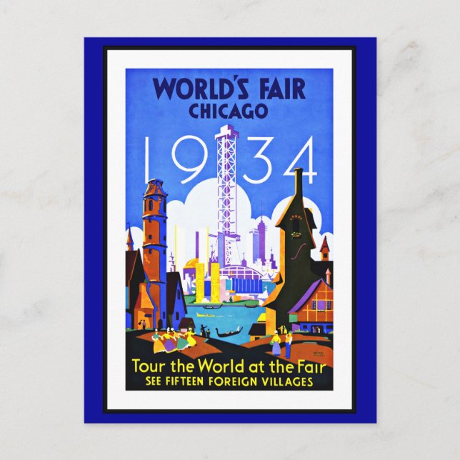 Vykort Chicago Hälsningar Vintage (Framsida)