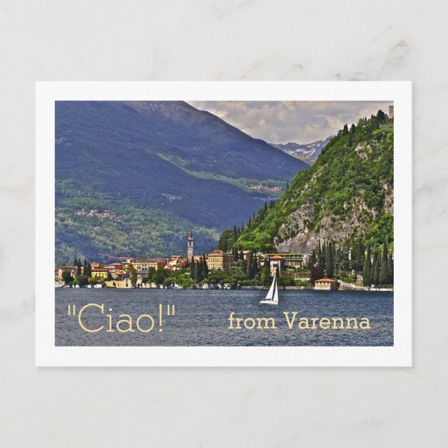 vykort, "CIAO!" FRÅN VARENNA/ITALIAN SJÖ DISTRI Vykort (Framsida)