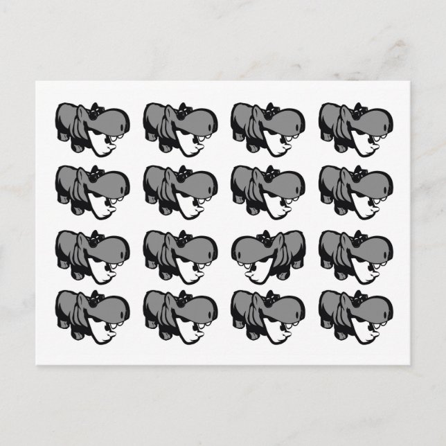 vykort - Coola Summertime Hippo - Nilpferd 4 (Framsida)