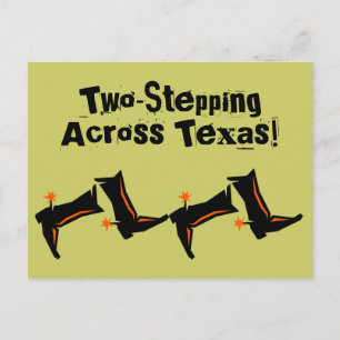 Vykort Cowboy Boots tvåstegande över Texas TX