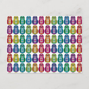 vykort - Cute Rainbow Matryoshka Uggla