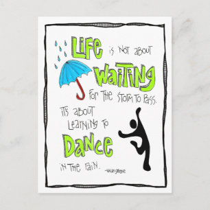 vykort: Dance in Rain Quote Vykort