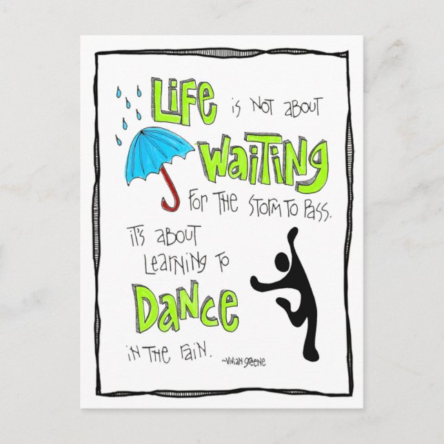 vykort: Dance in Rain Quote Vykort (Framsida)
