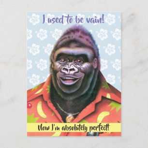 Vykort Design med fåfäng gorilla.
