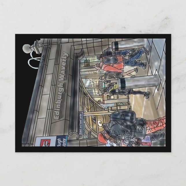 vykort Edinburgh, Scotland Waverley Station (Framsida)