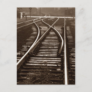 vykort ~ EMPTY TÅG TRACKS ~ Järnvägsswitch