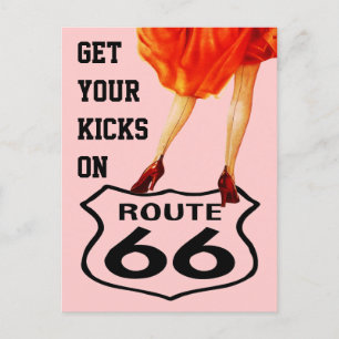 Vykort FÅ DIN KICK PÅ VÄG 66 Retro Stil