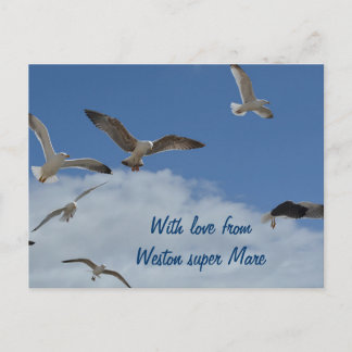 vykort fiskmås - från Weston toppen Mare