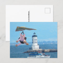 Vykort - Flygande Gris över LA Harbour Light