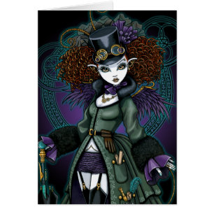 Vykort för ängel för tempelSteampunk vampyr Hälsningskort