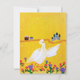 vykort för anka, slott och blommor