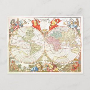 Vykort för Antique World Map c1694