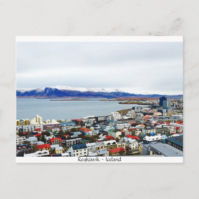 Vykort för berg för Reykjavik islandRooftop (Framsida)