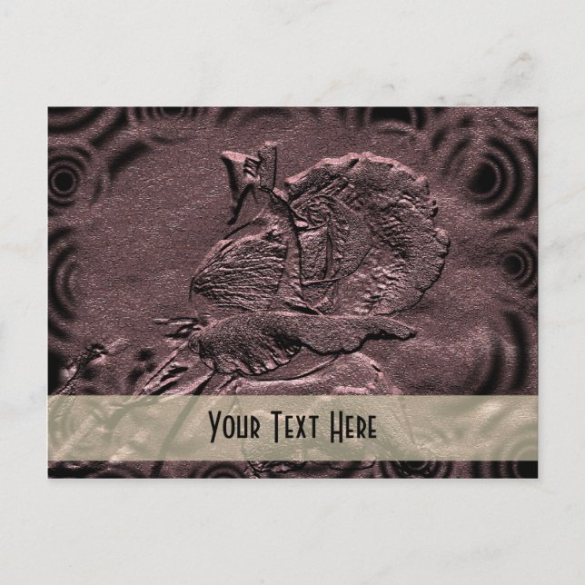 Vykort för Blommigt av skulpterad plommon-Rosenkno (Framsida)