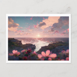 vykort för blommigt i Cliffside Ocean