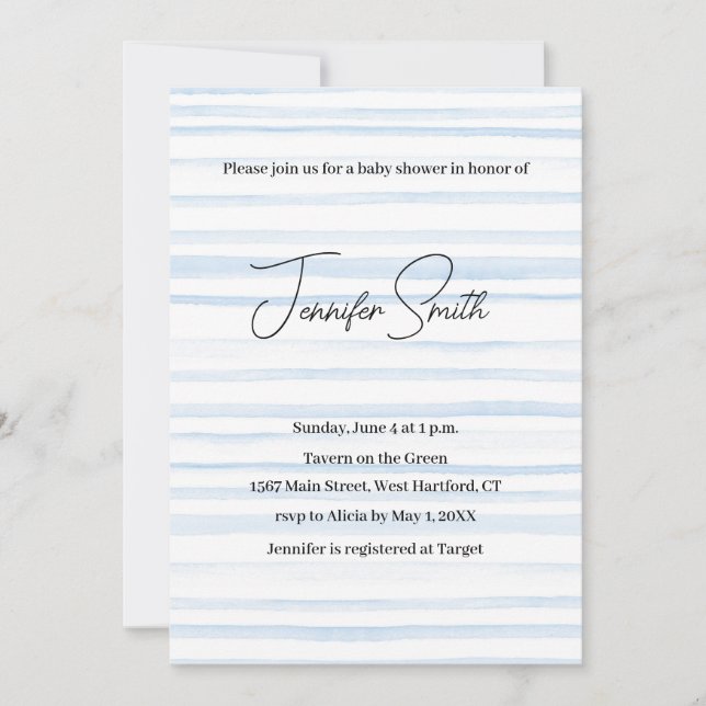 vykort för BLUE BABY SHOWER-INVIKTER (Framsida)