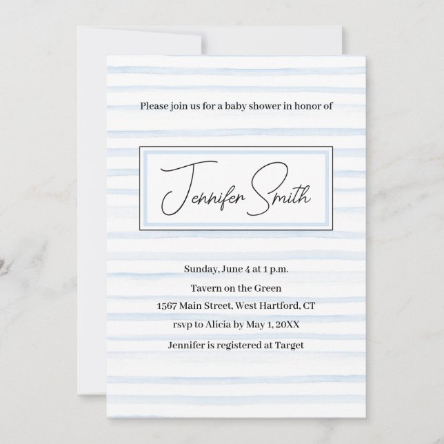 vykort för BLUE BABY SHOWER-INVIKTER (Framsida)