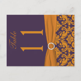 Vykort för Bordsnummer av lila och Orange