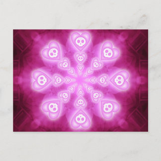 vykort för Candy Hearts och Rosa Döskallar