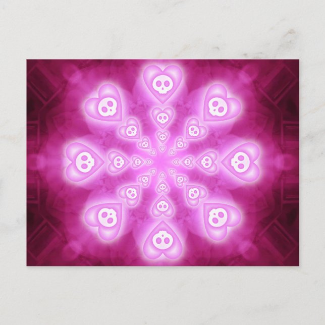 vykort för Candy Hearts och Rosa Döskallar (Framsida)