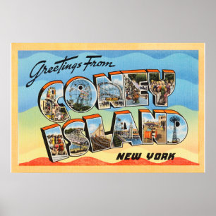 Vykort för ConeyöNew York NY vintage resor - Poster