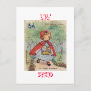 Vykort för Cute Vintage Red Riding Huva