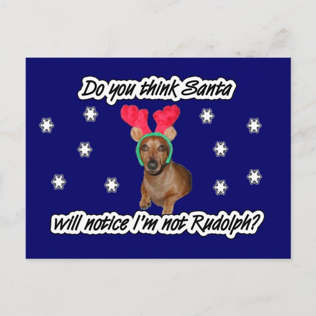 vykort för Dachshund Reindeer (Framsida)