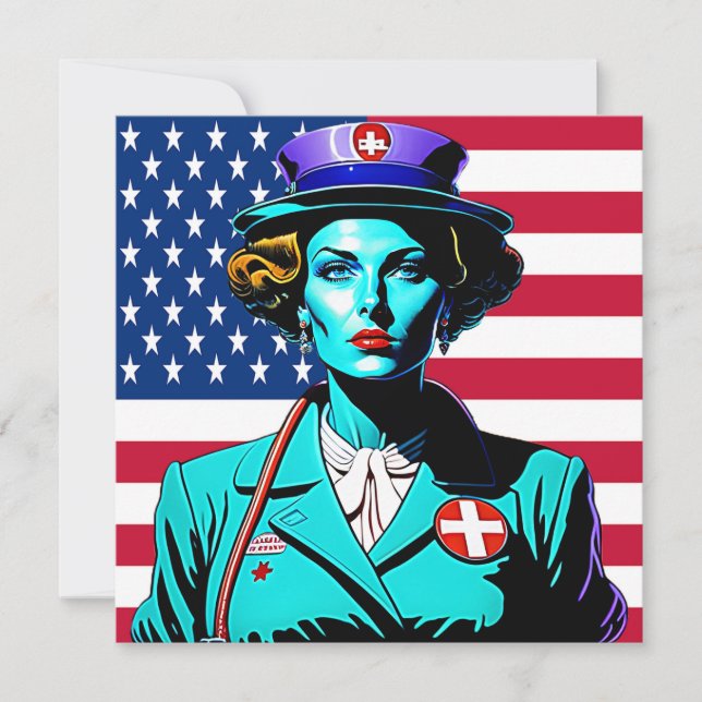 vykort för dam Amerika USA flagga (Framsida)