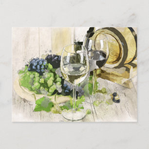 vykort för druvor och vin