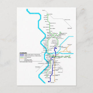 vykort för Duisburg-tunnelbanans system