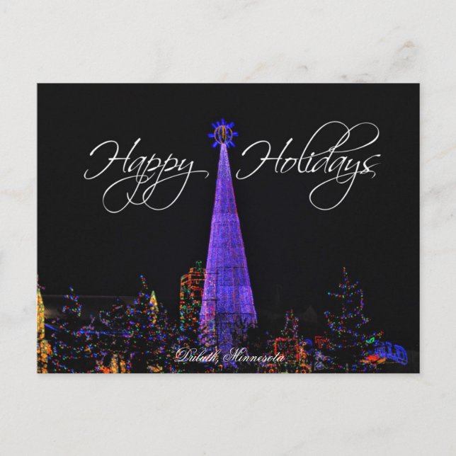 Vykort för Duluth Minnesota julljus (Framsida)